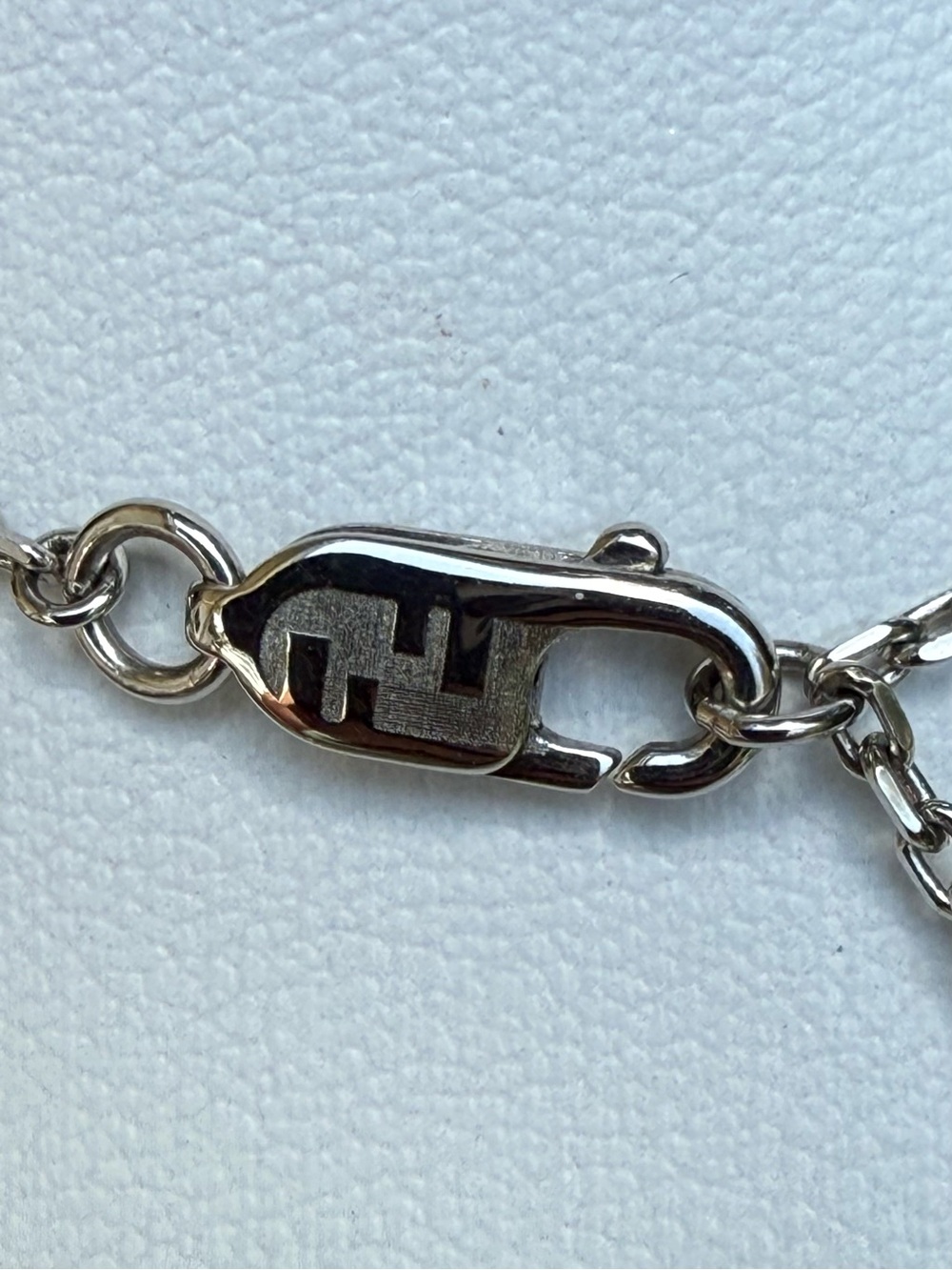 Fendi FF logo Crystal Pendant Chain Necklace in Silver - Picture 8 of 9